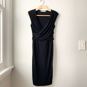 Peruvian Connection Tie Back V-Neck Sleeveless Black Dress Medium